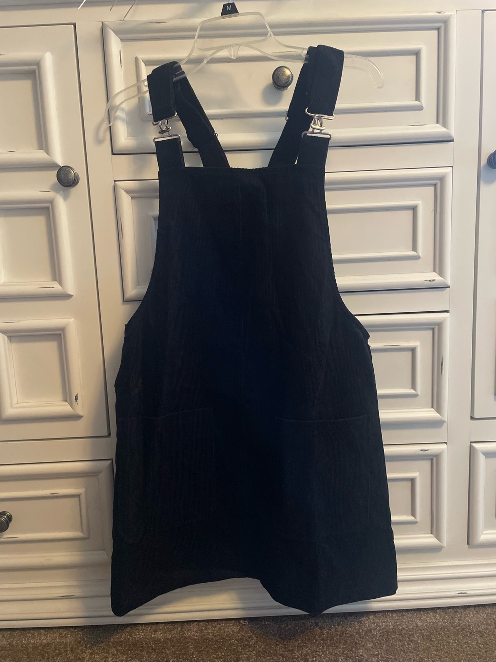 Womens Black Corduroy Overall Dress. Brand New. Never Worn